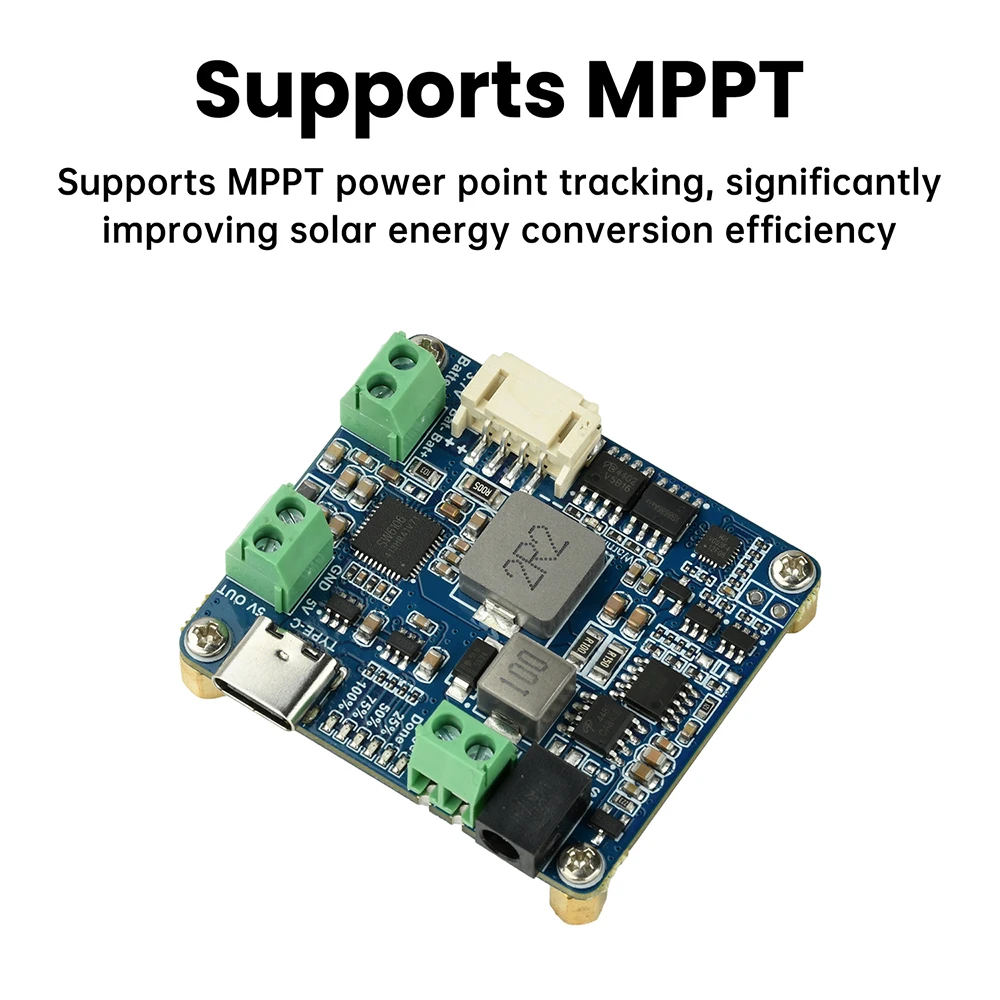 DC 6V-24V Solar Charge Controller Module with BMS&18650 Battery Holder - MPPT Solar Power Manager Module Supports PD QC FCP SFCP