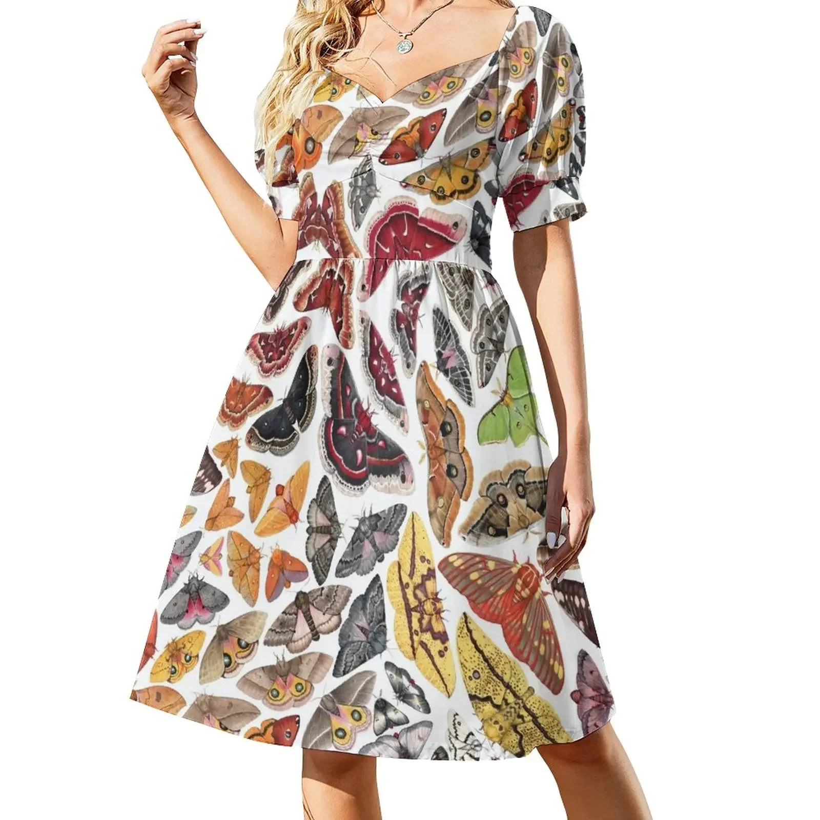 Saturniid Moths of North America Pattern Short-Sleeved Dress summer outfits for women 2025 dresses for women 2025