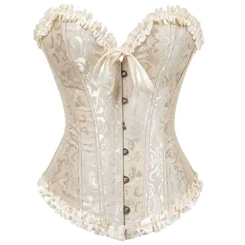 

Women Sexy Bustiers And Corsets Floral Lace Tops For Women Vintage Corset Gothic Overbust Satin Jacquard Corsets