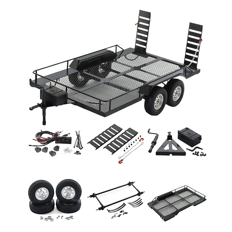 

Dual Axle Trailer Kit Metal RC Car Parts For 1/10 RC Crawler Truck Axial SCX10 TRX4 TRX6 Redcat GEN8 RGT 86100 SMT Tamiya CC01