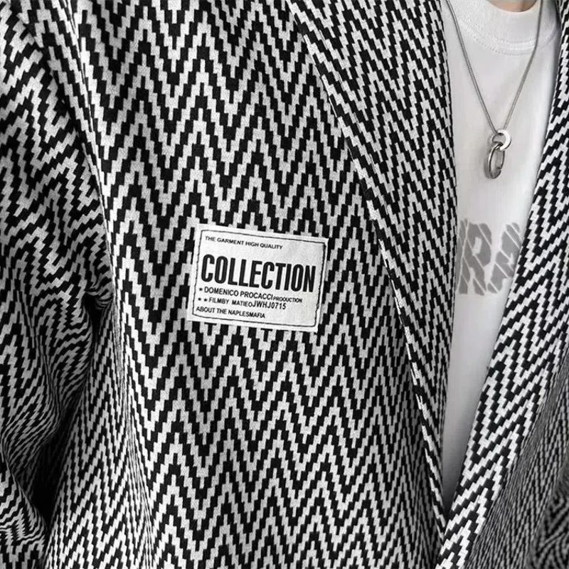 2024 Autumn Winter Boyfriend New Patchwork Suit Collar Printed Button Pocket Fashion Slim Minimalist Casual Long Sleeved Blazers