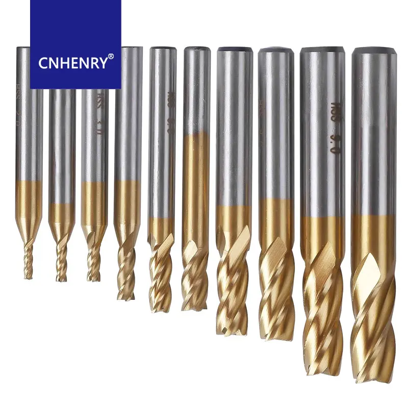 M42 CO End Mill 4F/3F/2F Titanium Coat End Mill Bits HSS CNC Straight Shank Drill Bits Cutter Tool For Aluminum Steel