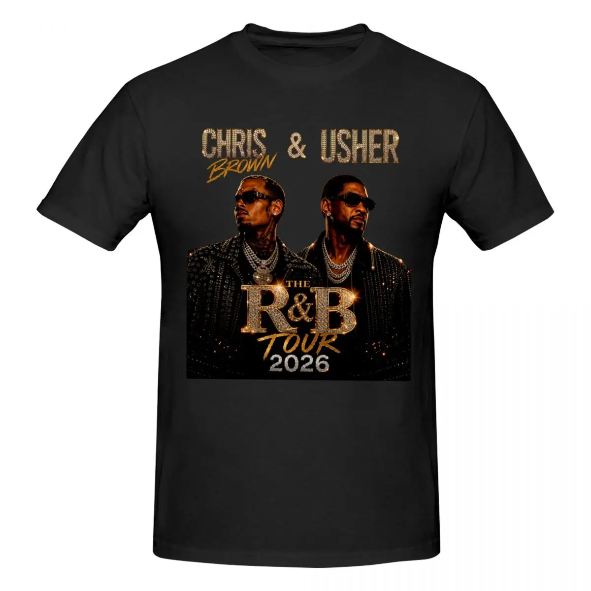 Chris Brown And Usher The R&B Tour 2026 Retro T Shirts Graphic Y2K Summer Crewneck T Shirts For Men Women Clothing