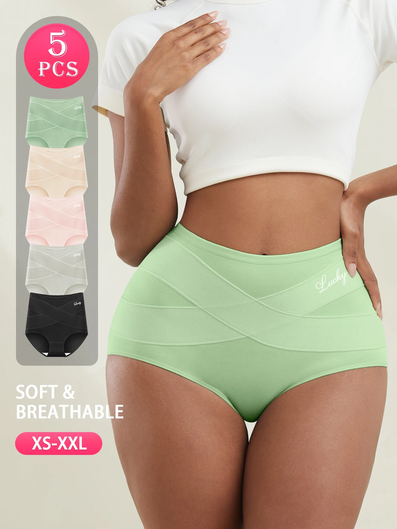 

5 шт./компл. женские трусики с высокой талией, нижнее белье с подтяжкой живота, женские хлопковые дышащие спортивные трусики