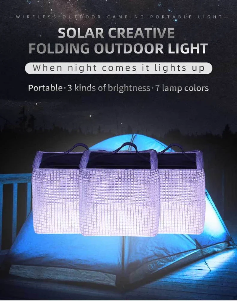 BATOT-Lampe de camping solaire pliable, solution d\'éclairage extérieur compacte et polyvalente, éclairage blanc robuste et durable