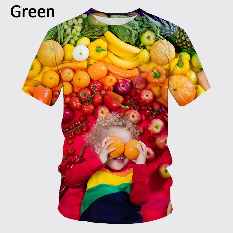 New Fun Fruit 3D Printed T-shirt Men's Summer Casual Round Neck Tops