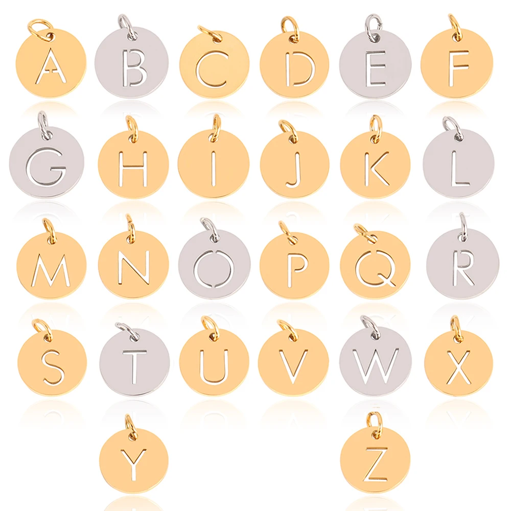 

5PCS Stainless Steel Letter Charms Alphabet Accessories A-Z Initial Pendant Handmade For Diy Necklace Jewelry Making Supplies
