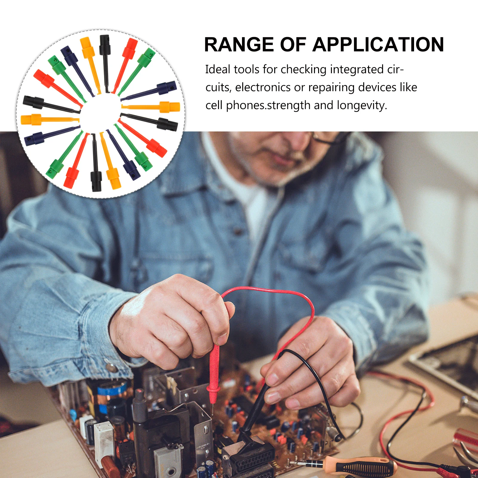 

20Pcs Multimeter Test Probe with Insulated Plastic -Loaded Test Hook for Electronics Repair and Circuit Testing