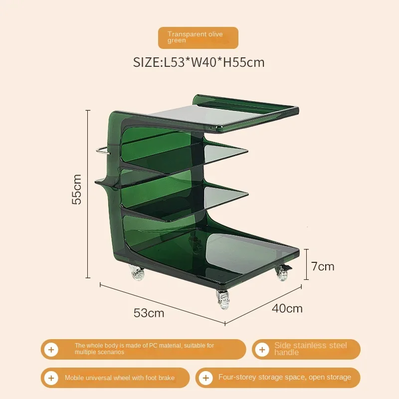 Meble do salonu z kołem pasowym, wielofunkcyjny akrylowy stolik boczny na sofę, wózek ręczny z szafką nocną o dużej pojemności