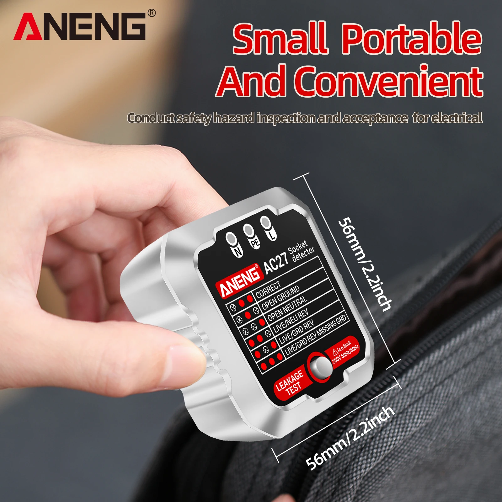 ANENG Socket Tester 250V Fast Detection Outlet Tester Polarity Ground Line Automatic Electric Circuit Polarity Voltage Detector