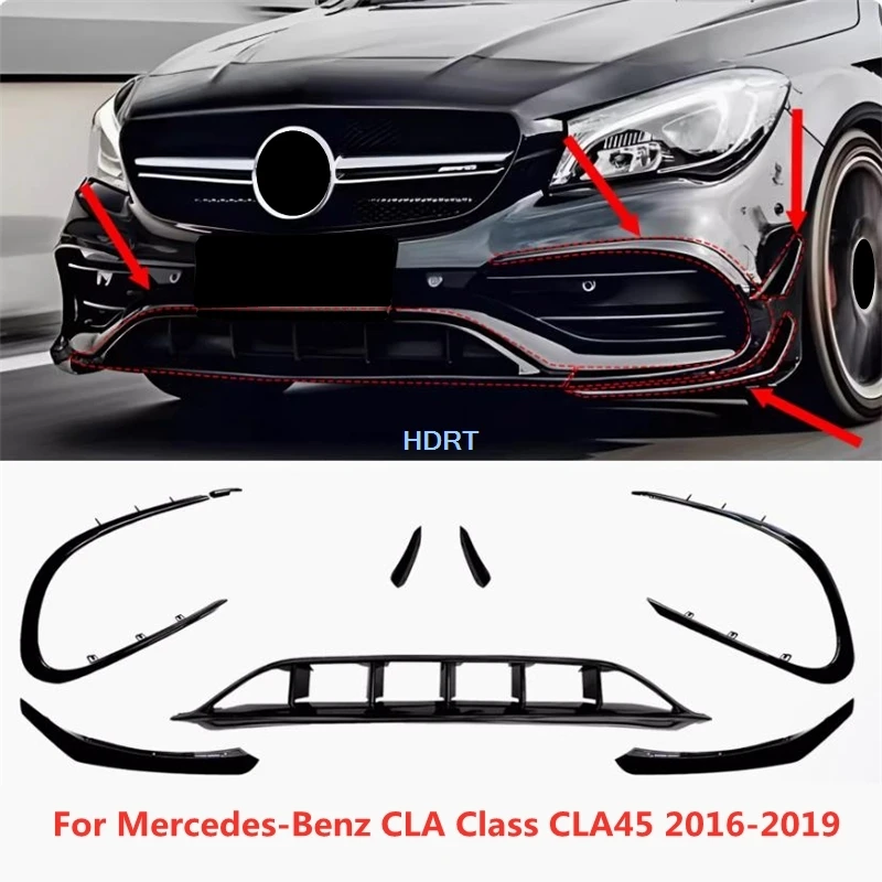 Car Styling Front Lip Shovel Racing Grille Fog Lamp Eyebrow Bumper Wind Knife Blade For Mercedes-Benz CLA Class CLA45 2016-2019