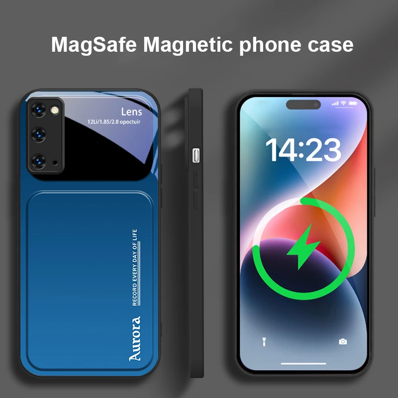 Blu grigio sfumatura di colore Per Samsung Galaxy S20 FE S21 S22 S23 Plus S24 Ultra 25 Edge S24Ultra 22Plus Magsafe Custodia per telefono in vetro