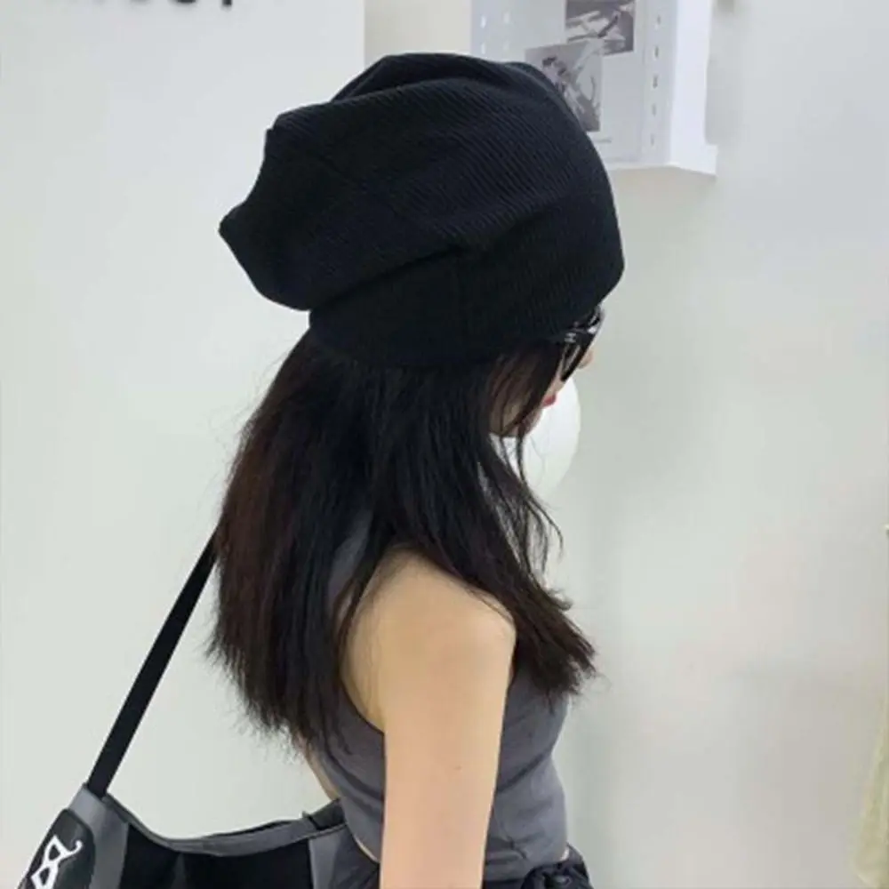 Bling Bling Decor Star Beret Hat Ear Protection Brimless Star Beanie Cap Elastic Warm Knit Cross Beret Cap Outdoor Casual