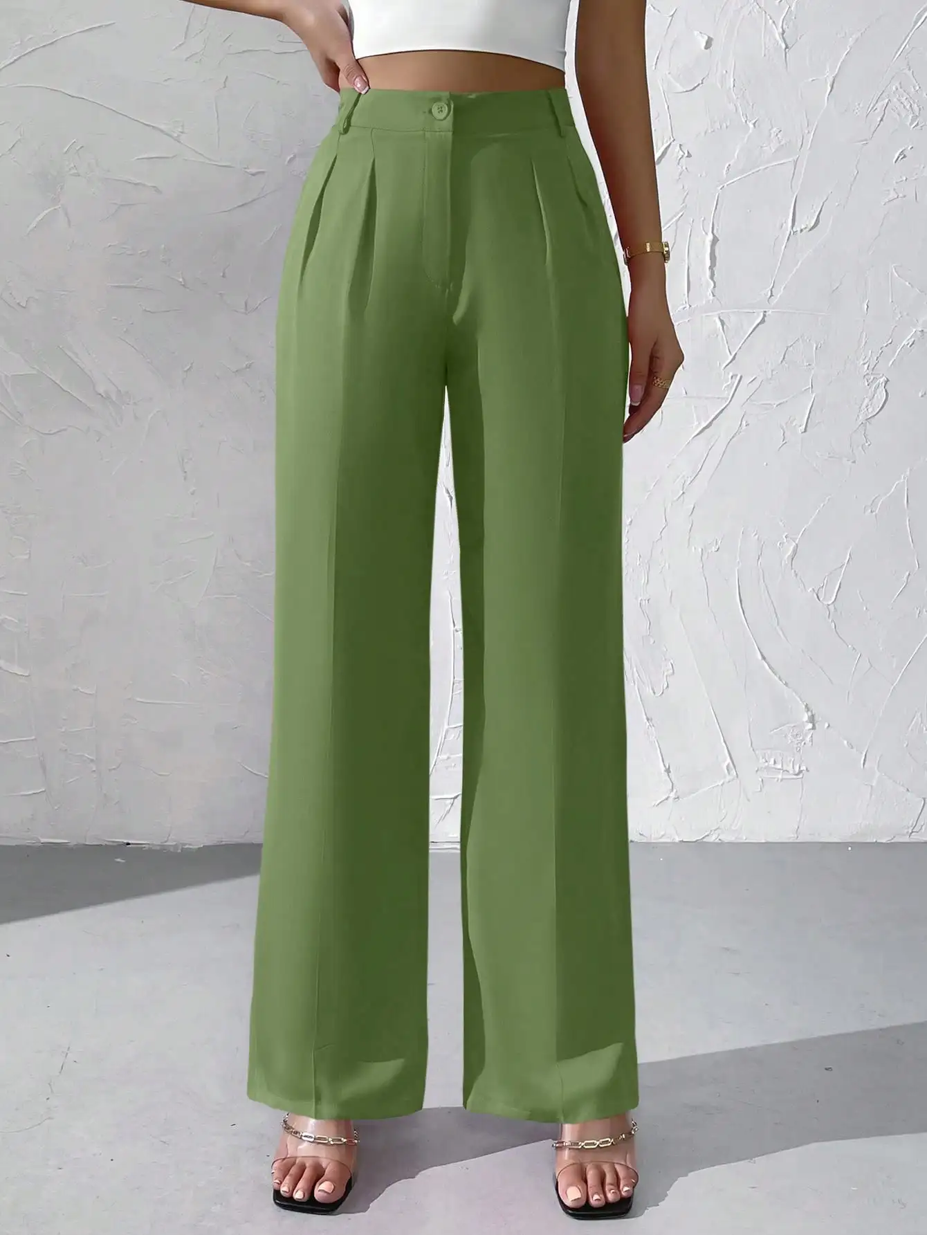 

Pantalon à jambes larges et taille haute pour femme, polyvalent, disponible en plusieurs couleurs, nouveau design à la mode, 202
