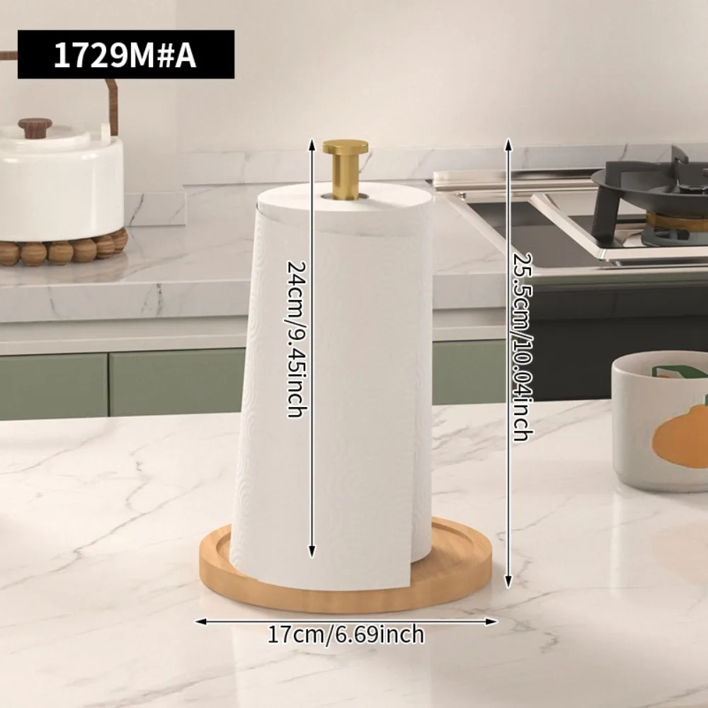 

Modern Wooden Base Kitchen Paper Roll Holder Anti-Skid Desktop Roll Paper Holder Kitchen Roll Dispenser Kitchen
