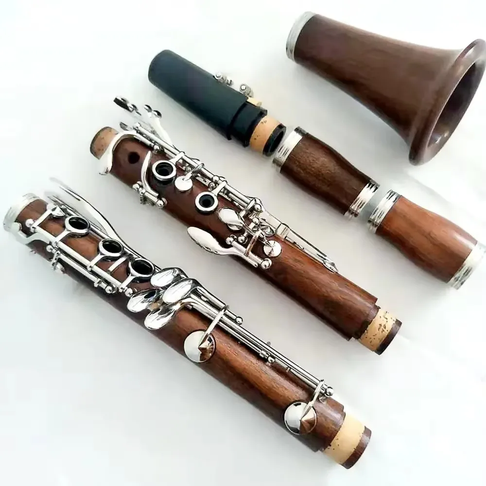 17‑Key Bb Tone Redwood Clarinet Nickel‑Plated Keys Professional Woodwind Instrument With Canvas Case