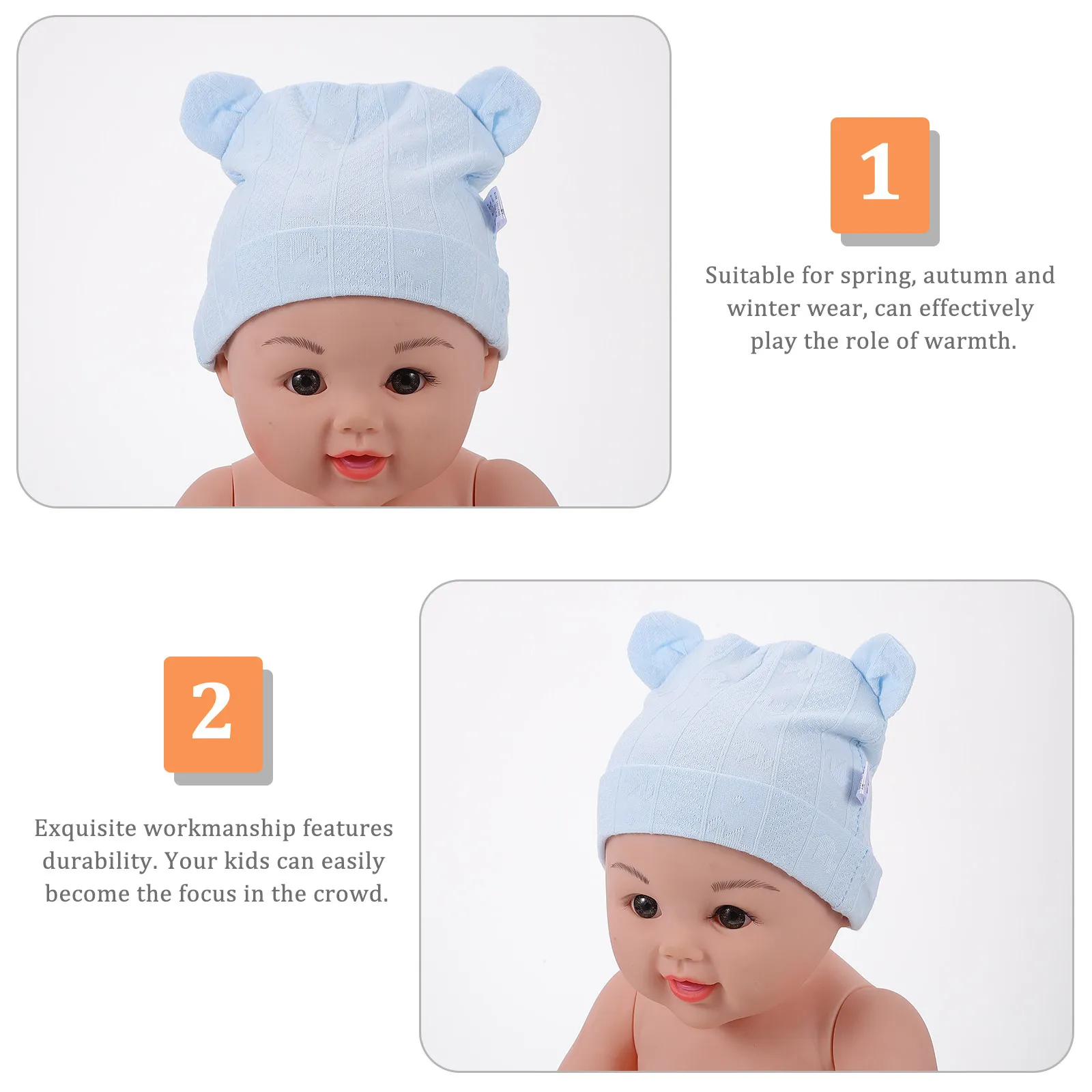 

Новая детская шапка для новорожденных с ушками, хлопковая, теплая, для весны, осени и зимы, милые детские аксессуары, шапки с бантом для новорожденных