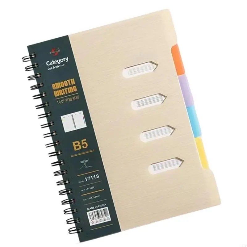 Twin-Wire Binding Notebook Journal 210 Page Wide Ruled with Colored Page Divider