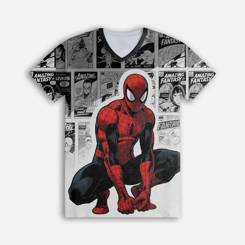 

Летняя новая верхняя одежда с 3D принтом и короткими рукавами с плакатом «Человек-паук», универсальная футболка унисекс для повседневной носки