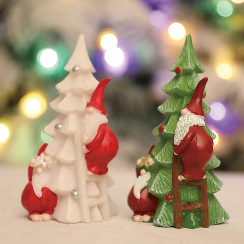 1 قطعة عيد الميلاد جديد الراتنج شجرة تسلق سانتا كلوز الحلي الإبداعية ديكور المنزل سطح المكتب هدايا عيد الميلاد يمكن سطع