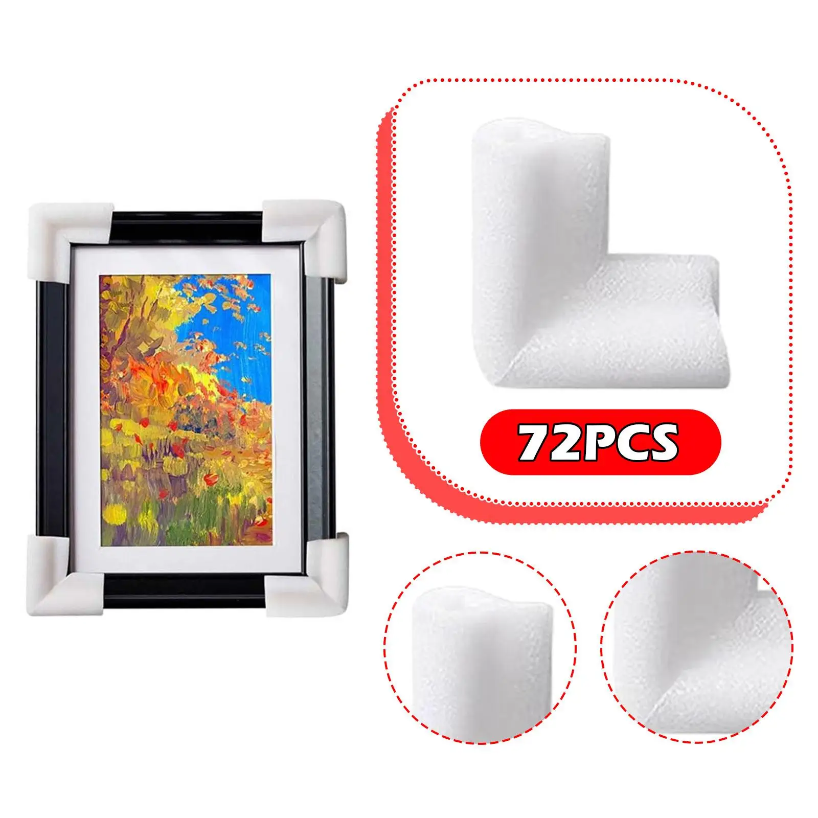 72 Pieces Foam Corner Protectors Packaging Foam Shipping Corners Practical Support Edge Protection Corners for Transit Mirror