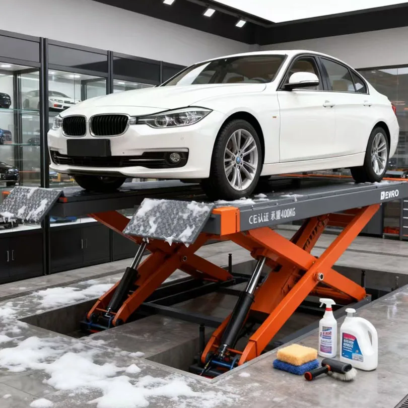 High Efficient Vehicle Lifting Solution Car Lift Technology Small Scissor In-ground Lift