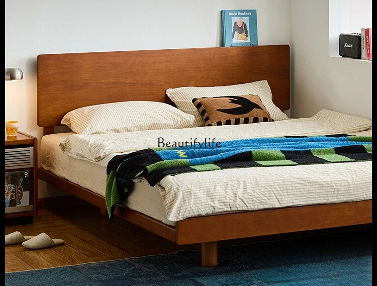 

Nordic Solid Wood Flush Bed Small Apartment Single Modern Simple
