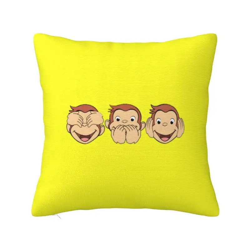 Custom Funny Manga Modern Pillow Cover Curious George Monkey Cushions Cover for Sofa