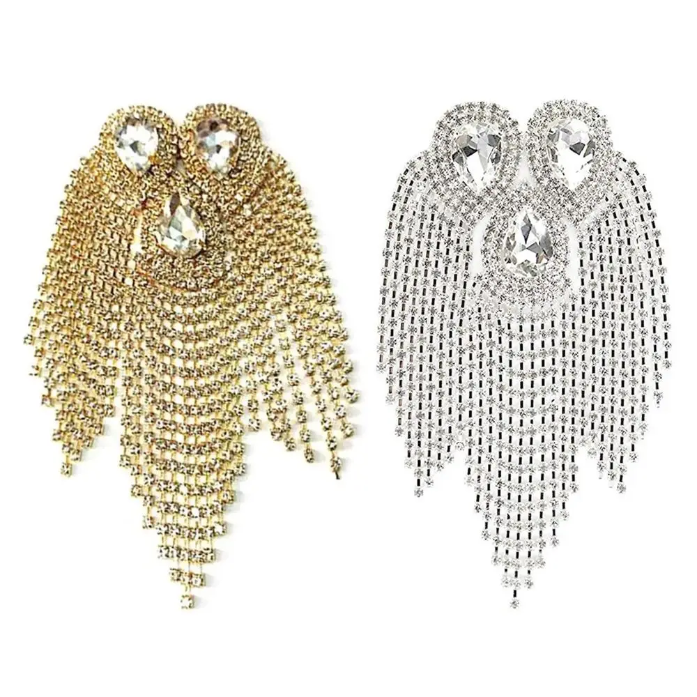 เข็มกลัดโซ่ยาวประดับพลอยเทียมลูกปัดเข็มสำหรับเสื้อผ้าผู้ชายและผู้หญิง