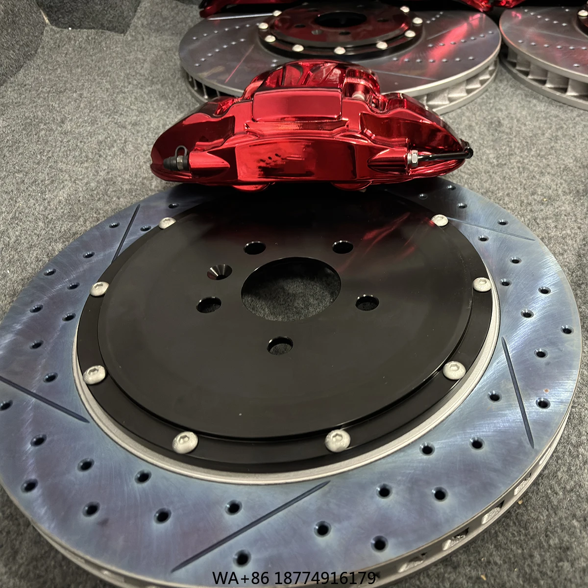 مجموعة فرجار فرامل ألومنيوم كبيرة 10 أقدام عالية الأداء مع مجموعة فرامل قرصية محفورة ومشقوقة لـ 488 328 F8 SF90 F430 #5