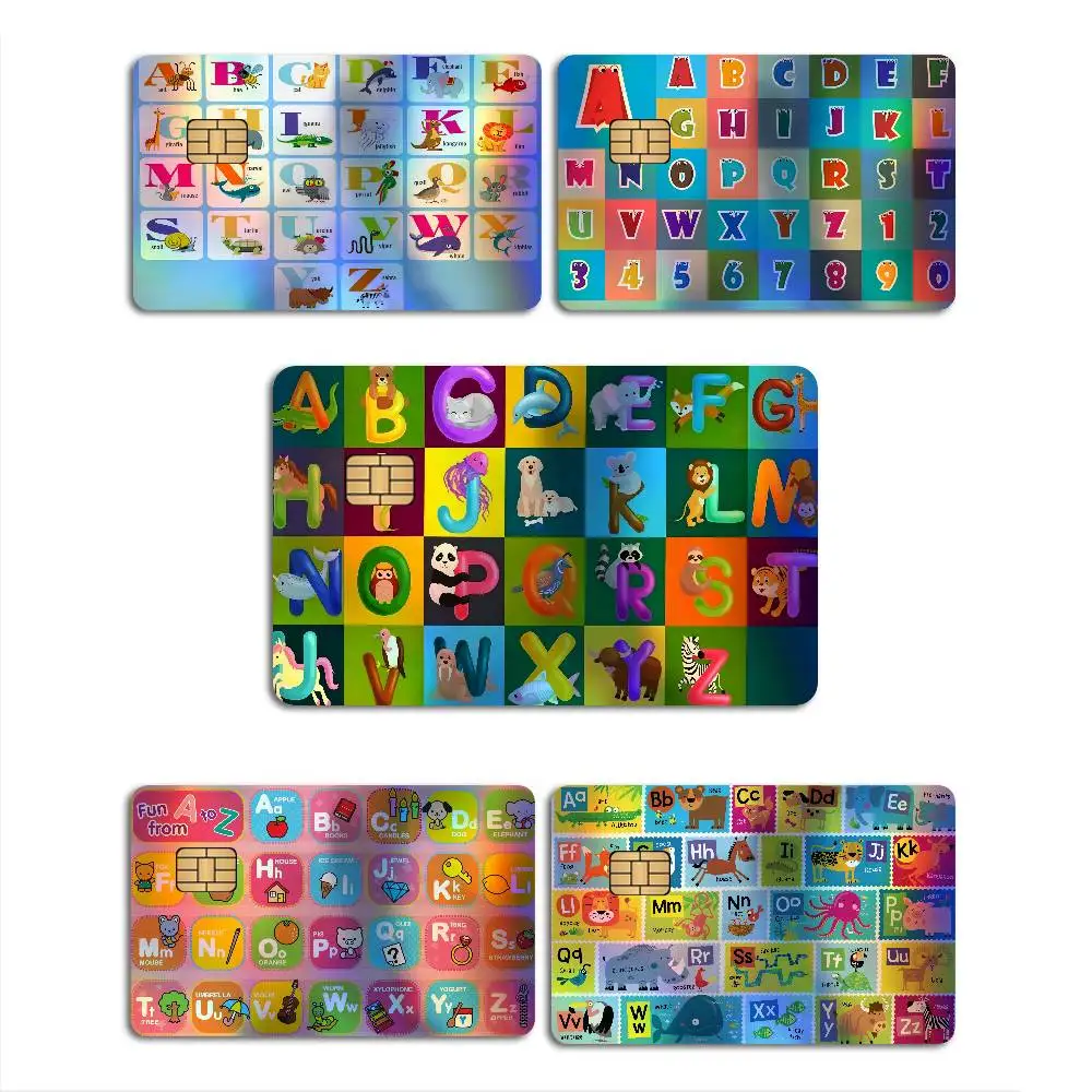 ABC Animal Alphabet Cartoon Early Educatio Kid Laser Shiny Bank Card Stickers Waterproof Removable DIY Personal Decoration