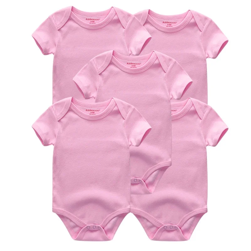 5 Pc Solid Color Newborn Summer Soft 100%cotton Baby Boys Girl Bodysuits Short Sleeve Baby Clothes Sets