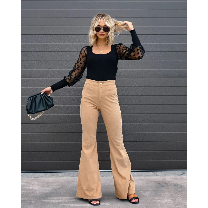 

Elegant High Waist Long Trousers Y2K INS Clothes Streetwear Autumn OL Flare Pants for Women 2023