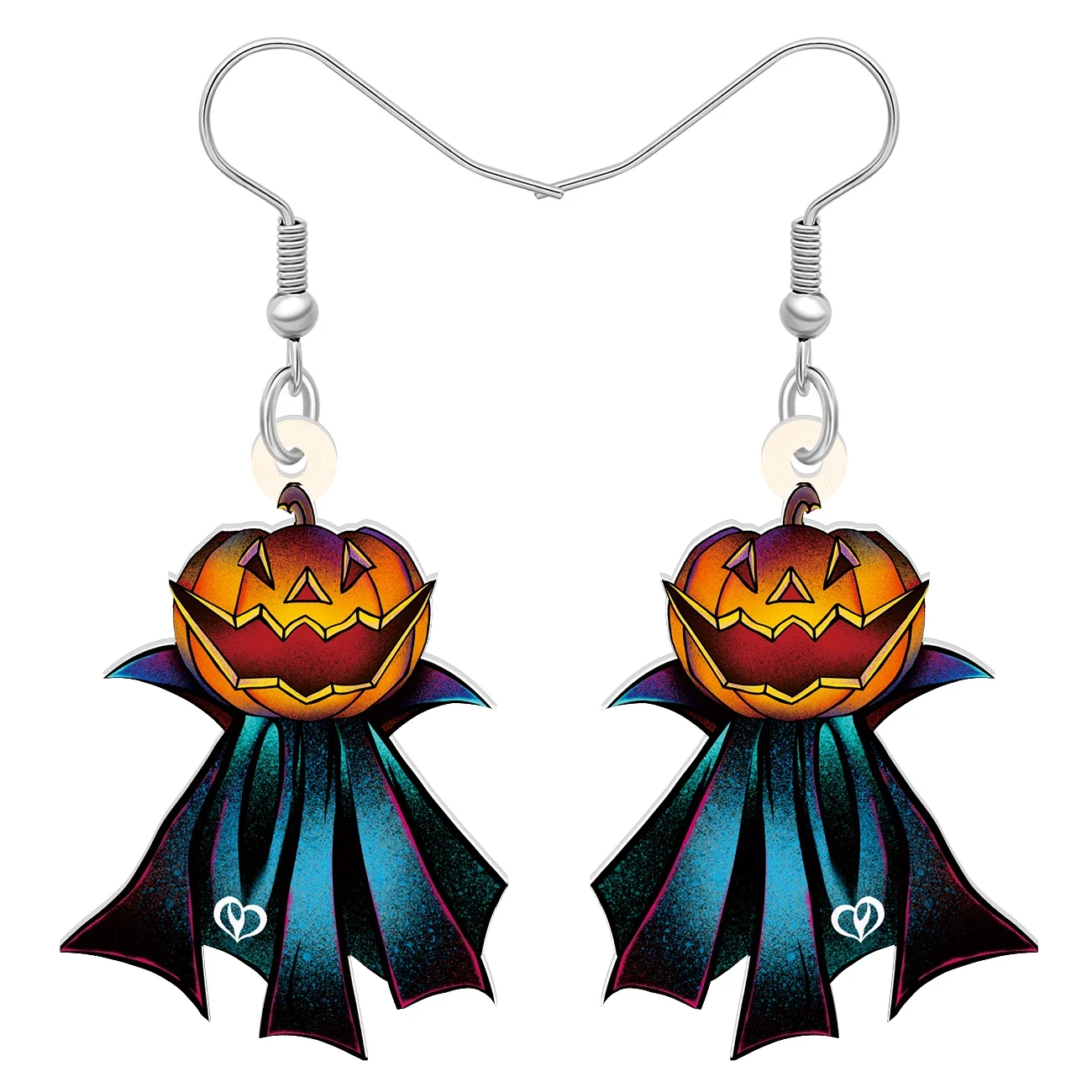 BONSNY Halloween Charms Jewelry Gifts Acrylic Pumpkin Cloak Drop Dangle Earrings For Women Girls Kids Party Decor