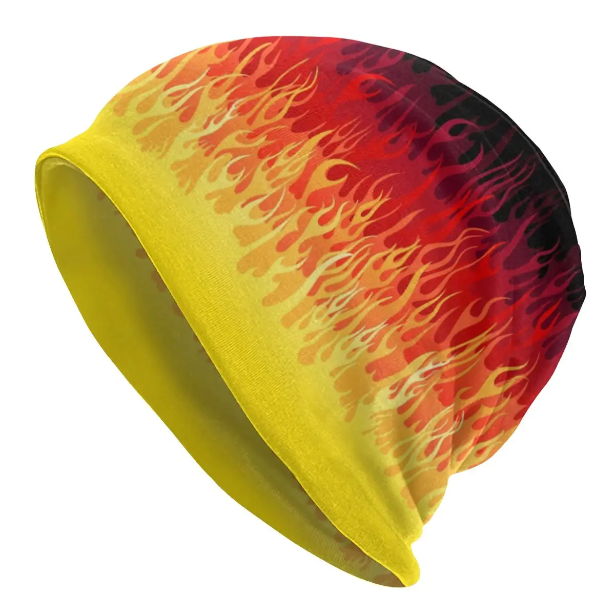 男性と女性の赤い燃焼火レーシング炎ノーネット、ファッションニットハット、暖かいビーニーキャップ、冬