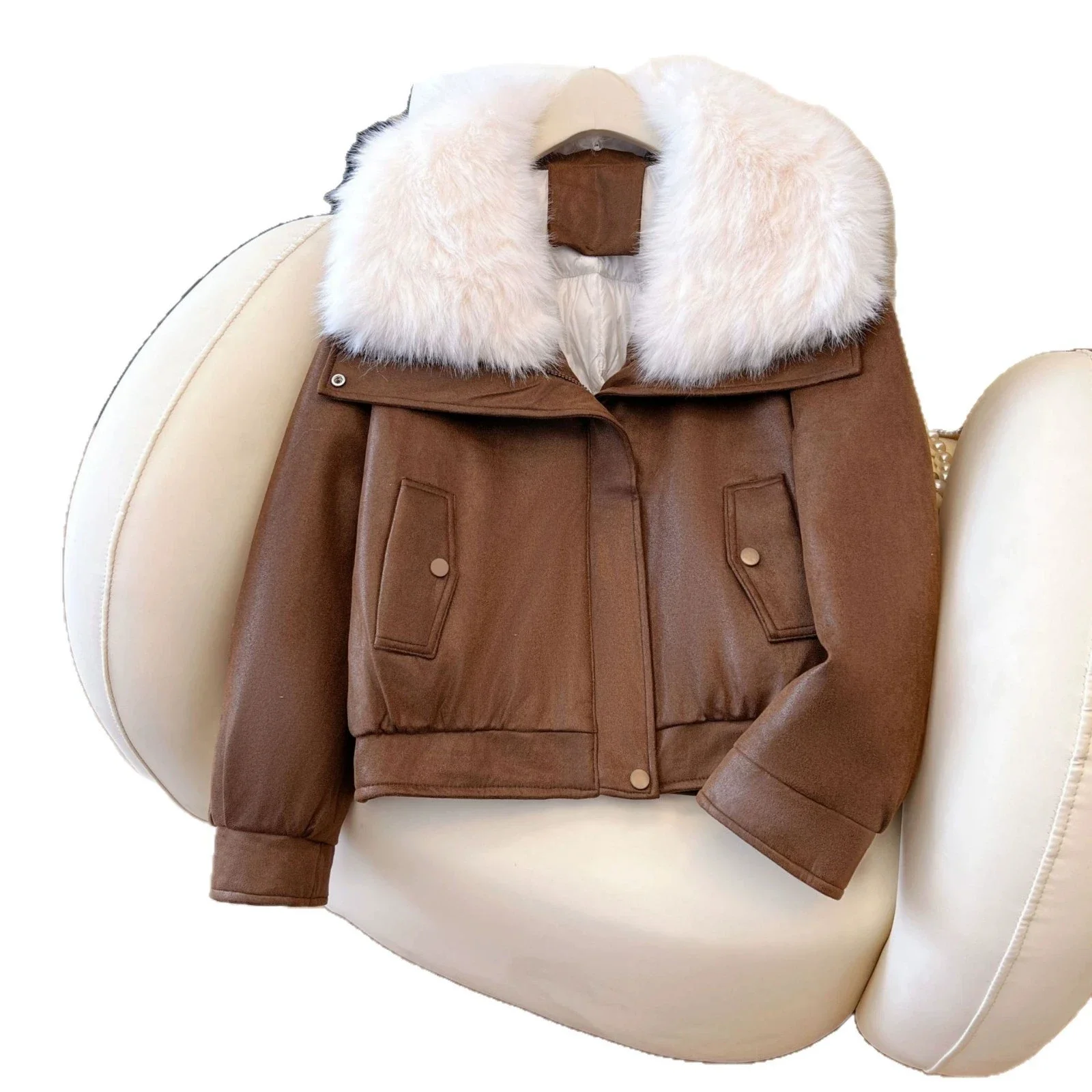 2025 Nieuwe Dames Dikker Warme Katoenen Jas Herfst Winter Dames Leren Jas