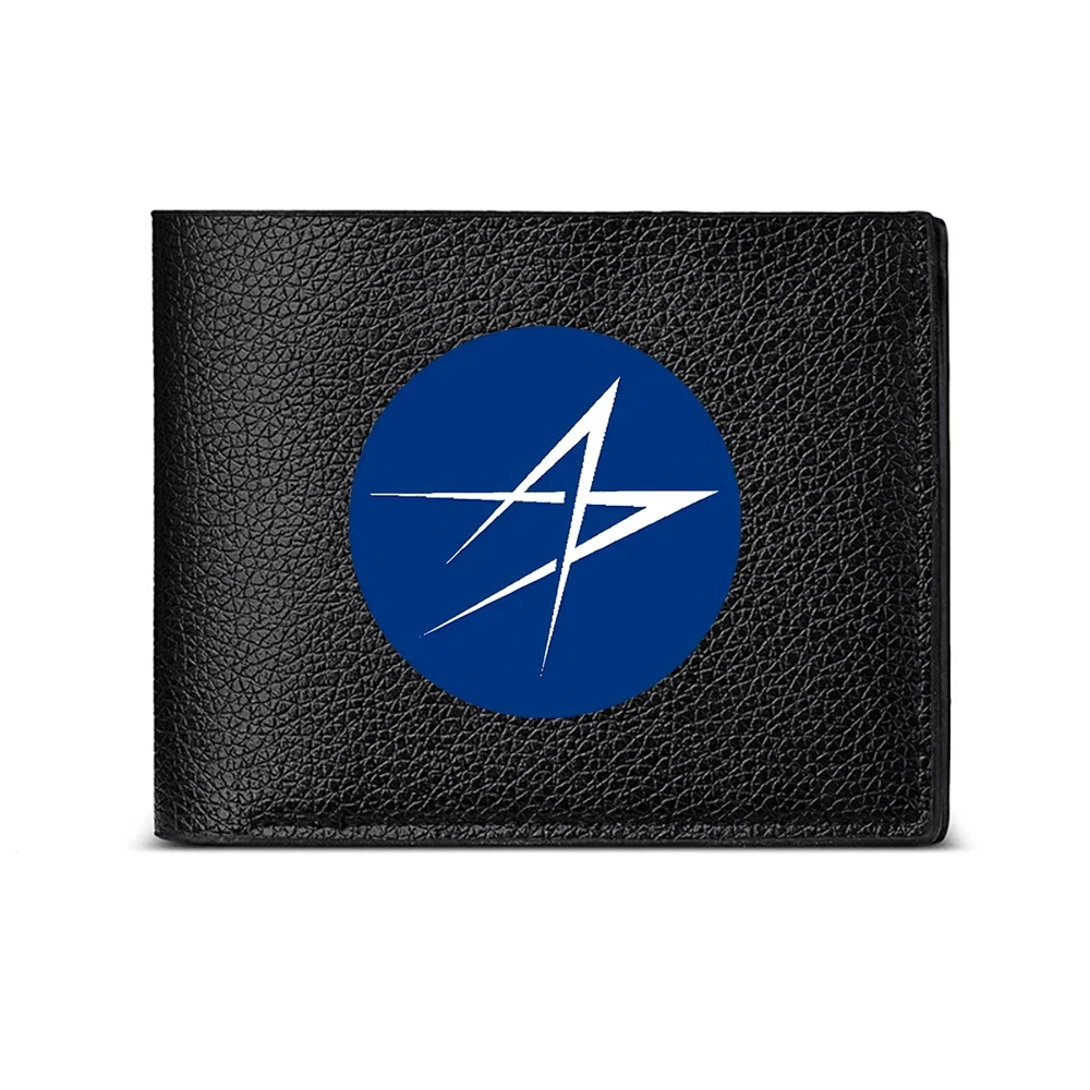 Blue Circle With White Abstract Star Design Men's Wallet Card Holder Casual Business Fashion Print