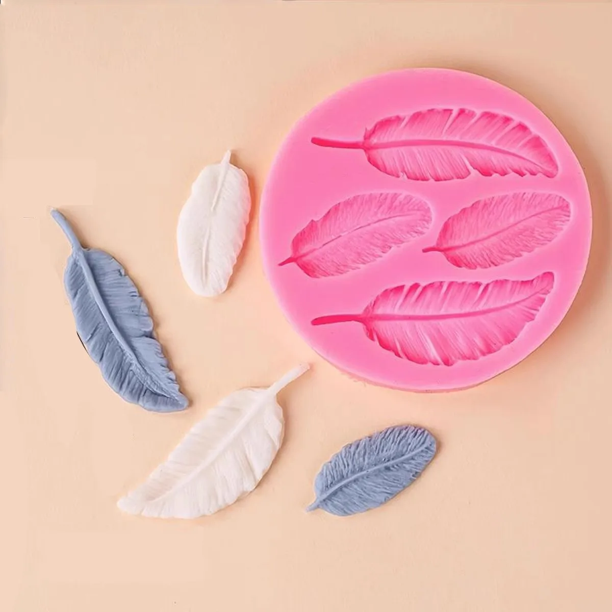 Molde de silicona para pastel con plumas, molde para magdalenas y Fondant, herramientas de decoración de pasteles, molde para pasta de goma y Chocolate, molde para dulces de arcilla de resina