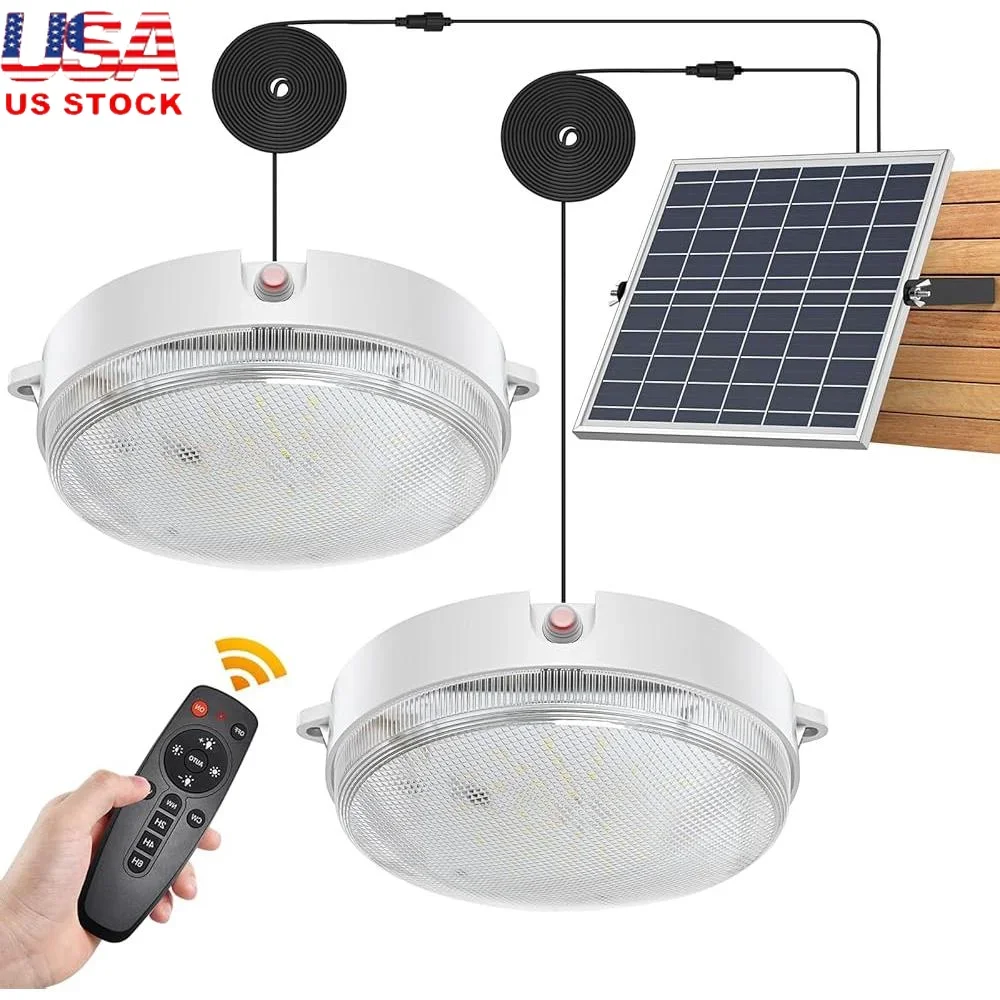 

Dimmable Solar Ceiling Lights Indoor Outdoor 2 Pack Remote Control On Off Switch Solar Shed Light Warm Neutral Cool White
