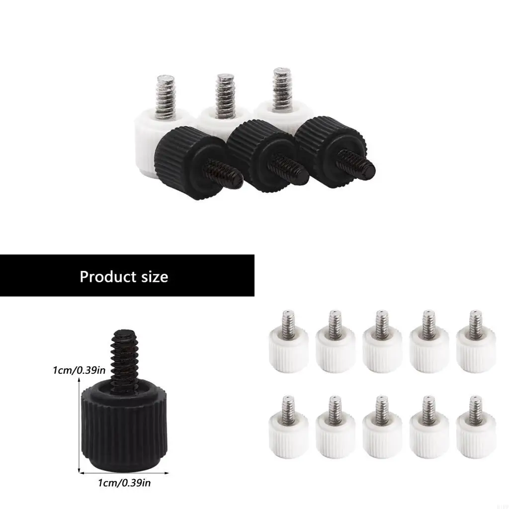 E1PF Metal Hand Twist Screws for Computer Case Side Panels 6#32 Rubber Head Comfortable Grip Secure Anti Slip Thread