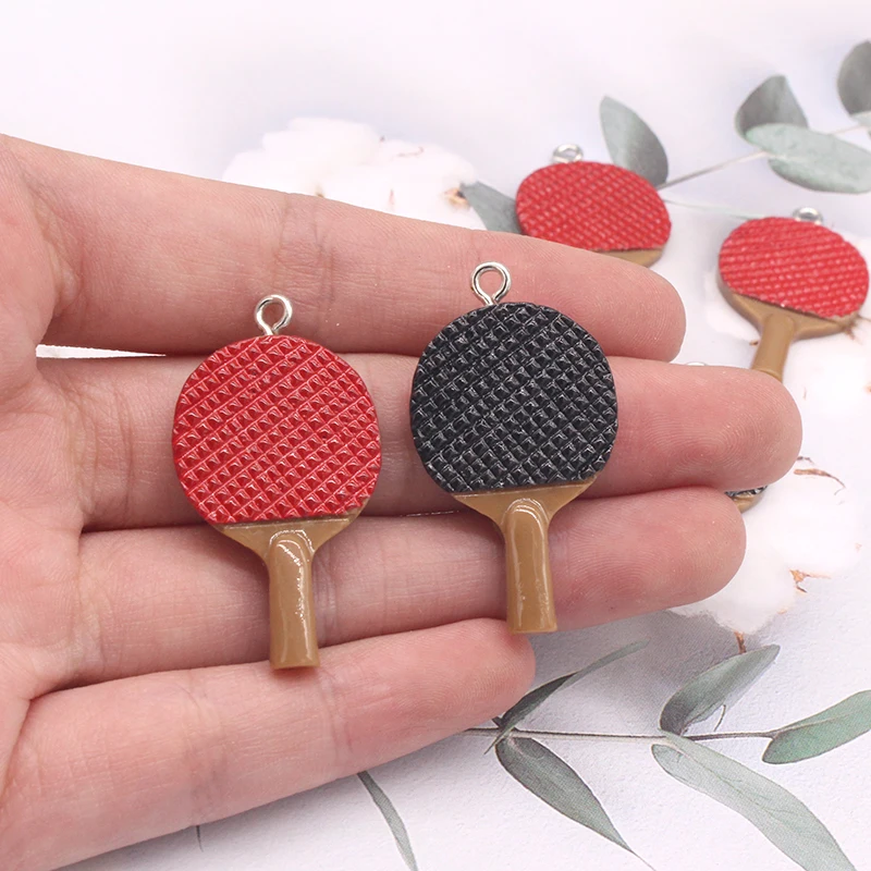 Mix 10pcs/pack Funny Mini Table Tennis Bats Resin Charms Cute Flatback Game Pendant For Earring Keychain DIY Jewelry Making F139