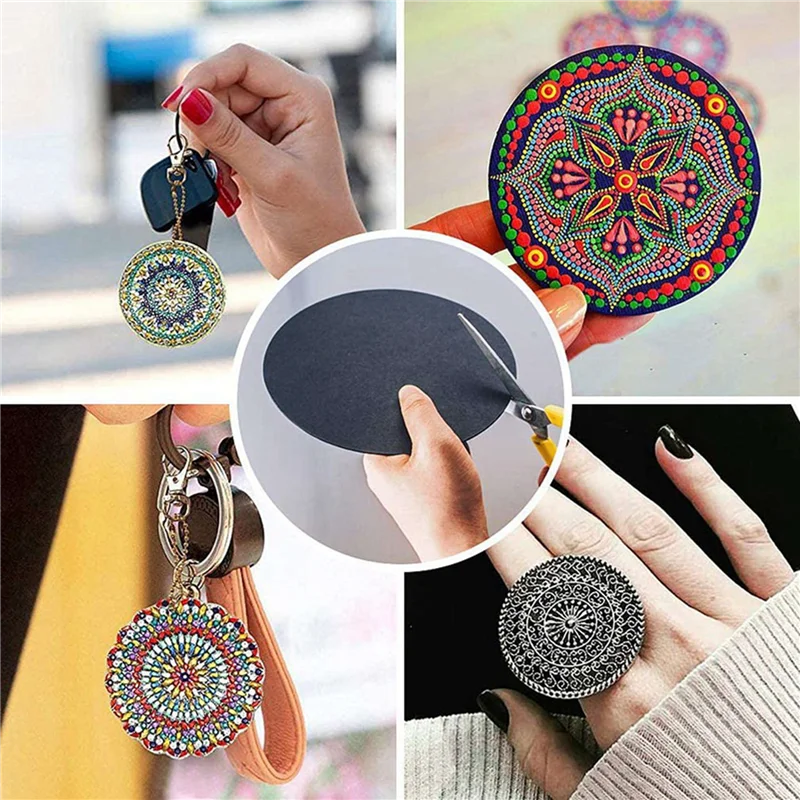 

32 Pcs 15Cm Black Mandala Kraft Paper Round Cardboard For Painting DIY Cardboards For Artist Painter