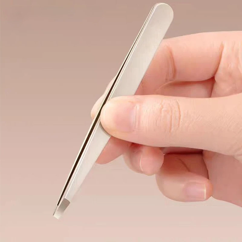 Stainless Steel Precision Tweezers for Eyebrows, Eyelashes, Beard & Mustache High-Accuracy Round Head, Seamless Clamping