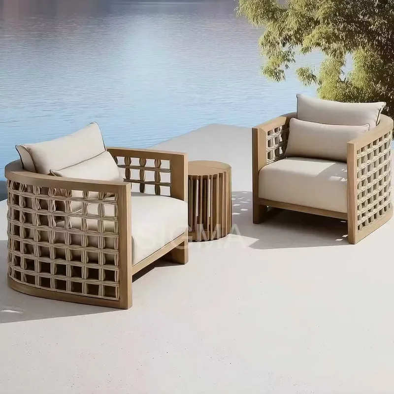 Custom Teak Outdoor Sofa Leisure Hotel Resorts Patio All-weather Waterproof Outdoor Sofa Set