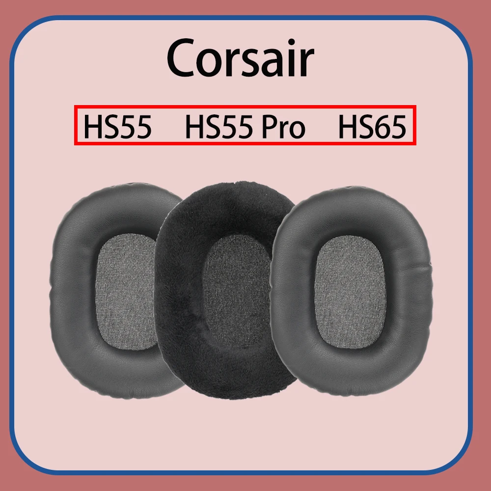 HS55 Pro Earpads for Corsair HS65 Headphones Winter Warm Soft Velour PU Leather Ear Cushions Mesh Fabric Pad Cover Replacement