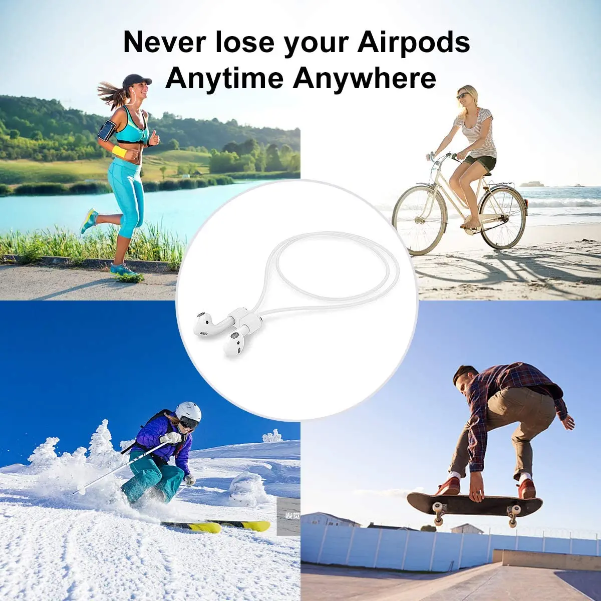 แม่เหล็กหูฟังไร้สายแขวนเชือกสำหรับ Airpods Mi Airdots หูฟังไร้สายบลูทูธคอเชือกสายไฟ