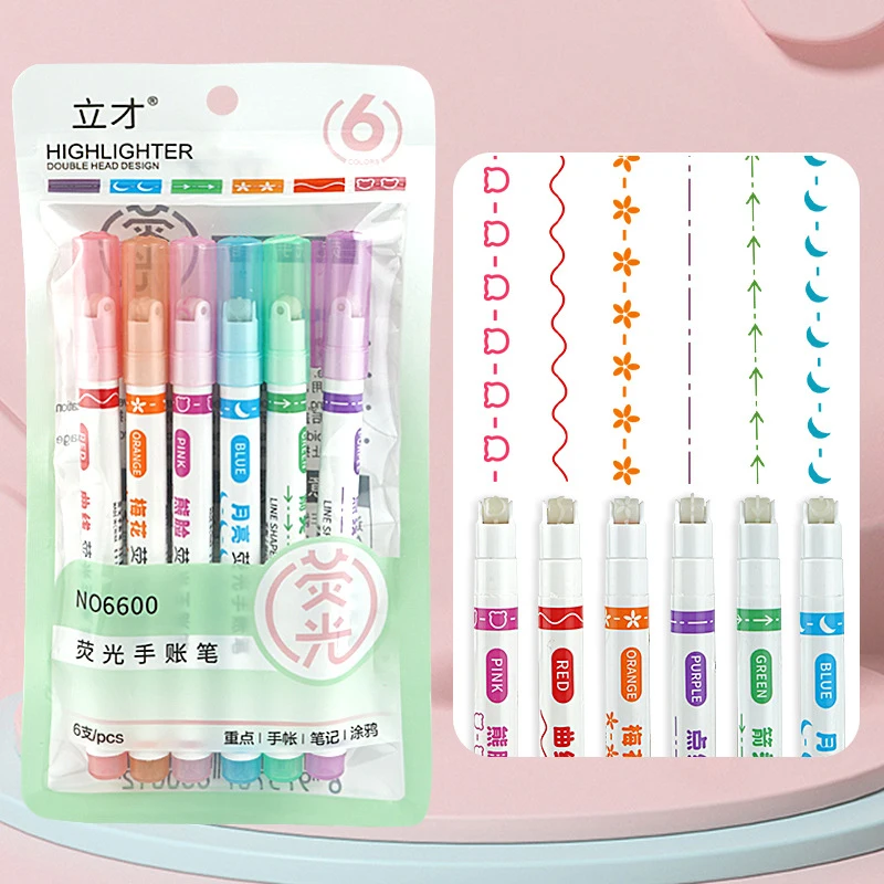 Rotulador curvo, lápiz lineal, punta de rodillo de encaje, múltiples formas de línea, dibujo colorido, suministros de herramientas de arte de Graffiti, 1 ud.