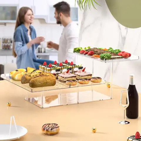 मिठाई प्रदर्शन रैक सुरुचिपूर्ण 3 स्तरीय ऐक्रेलिक सर्विंग ट्रे बुफे मिठाई कपकेक प्रदर्शन के लिए शादियों में बेबी शॉवर पार्टी के लिए 10 best sales ऐक्रेलिक केक स्टैंड - №9