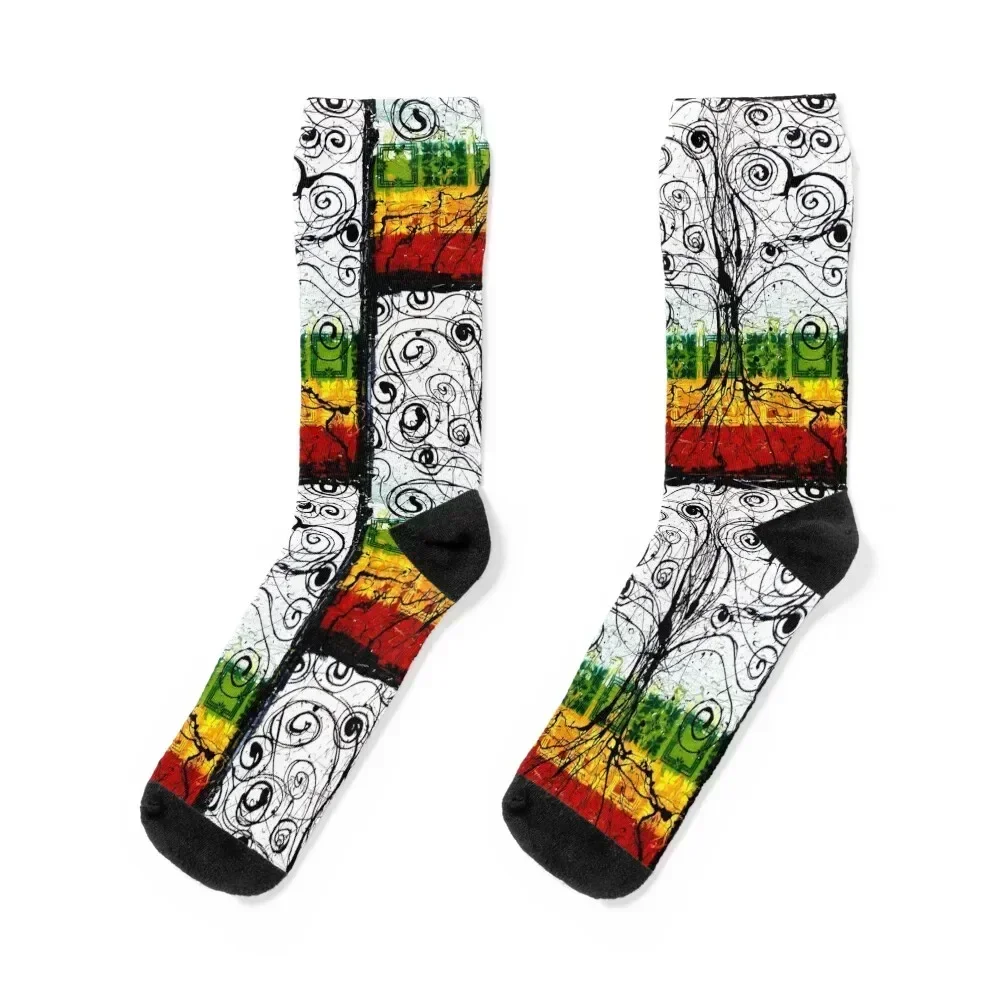 

Rasta Tree Socks retro designer brand football christmas gift Boy Socks Women's