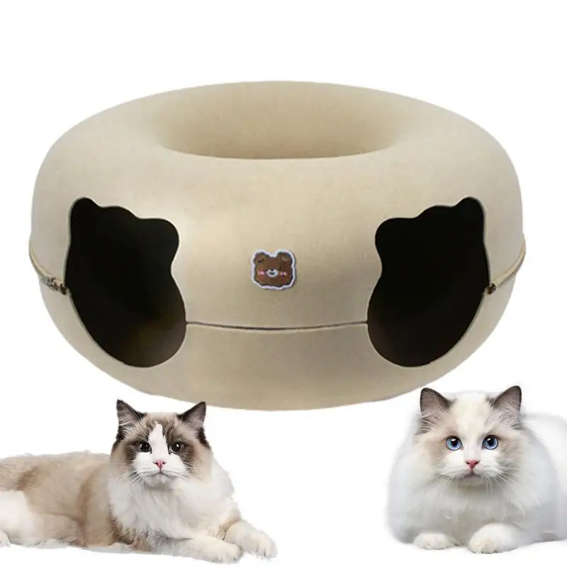 Cat Donut Tunnel Cat Donut Cave Felt Cat Tunnel Washable Large Cat Bed Cave Cat Circle Tunnel Removable Cat Hideaway For Indoors